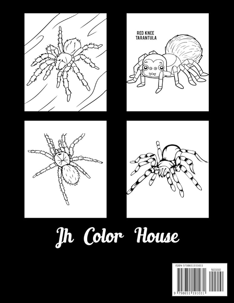 Tarantula coloring book for adults stress relief fun coloring gift for animal lover by color house jh