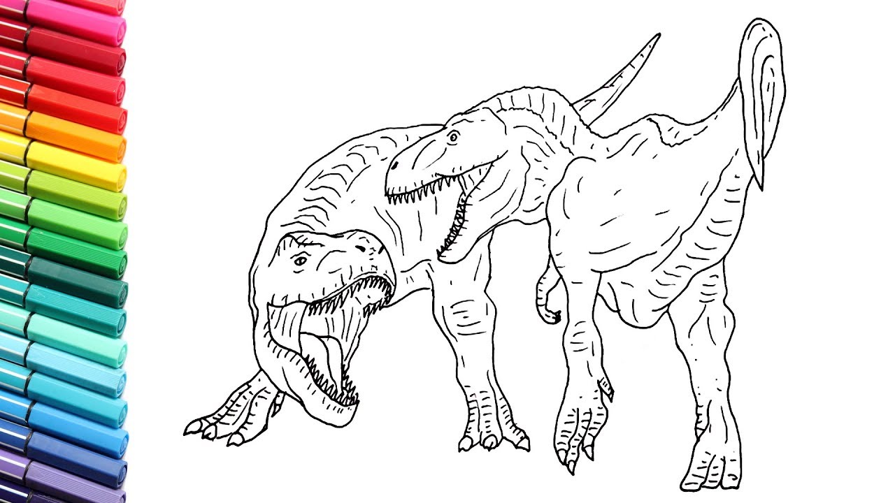 How to draw dinosaurs fight tarbosaurus vs t