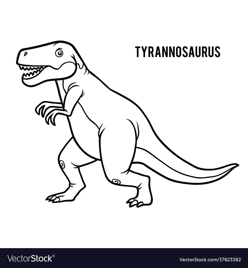 Coloring book for children cartoon tyrannosaurus vector image