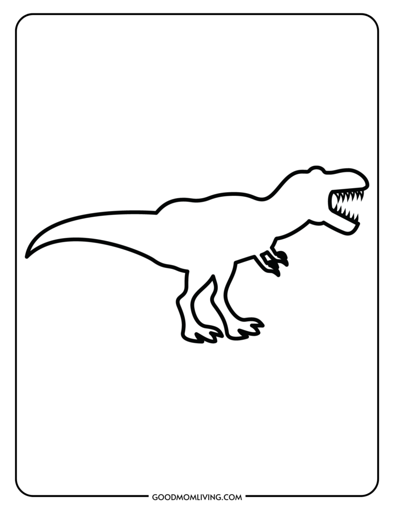 T rex coloring page printables free for kids