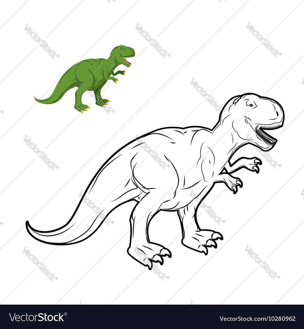 Tyrannosaurus rex dinosaur coloring book vector image