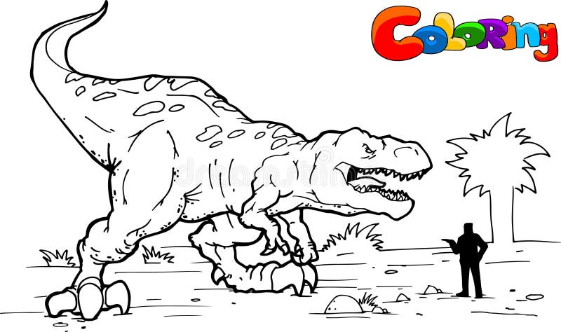 Cartoon tyrannosaurus coloring book stock vector