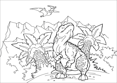 Tarbosaurus theropod dinosaur coloring page free printable coloring pages