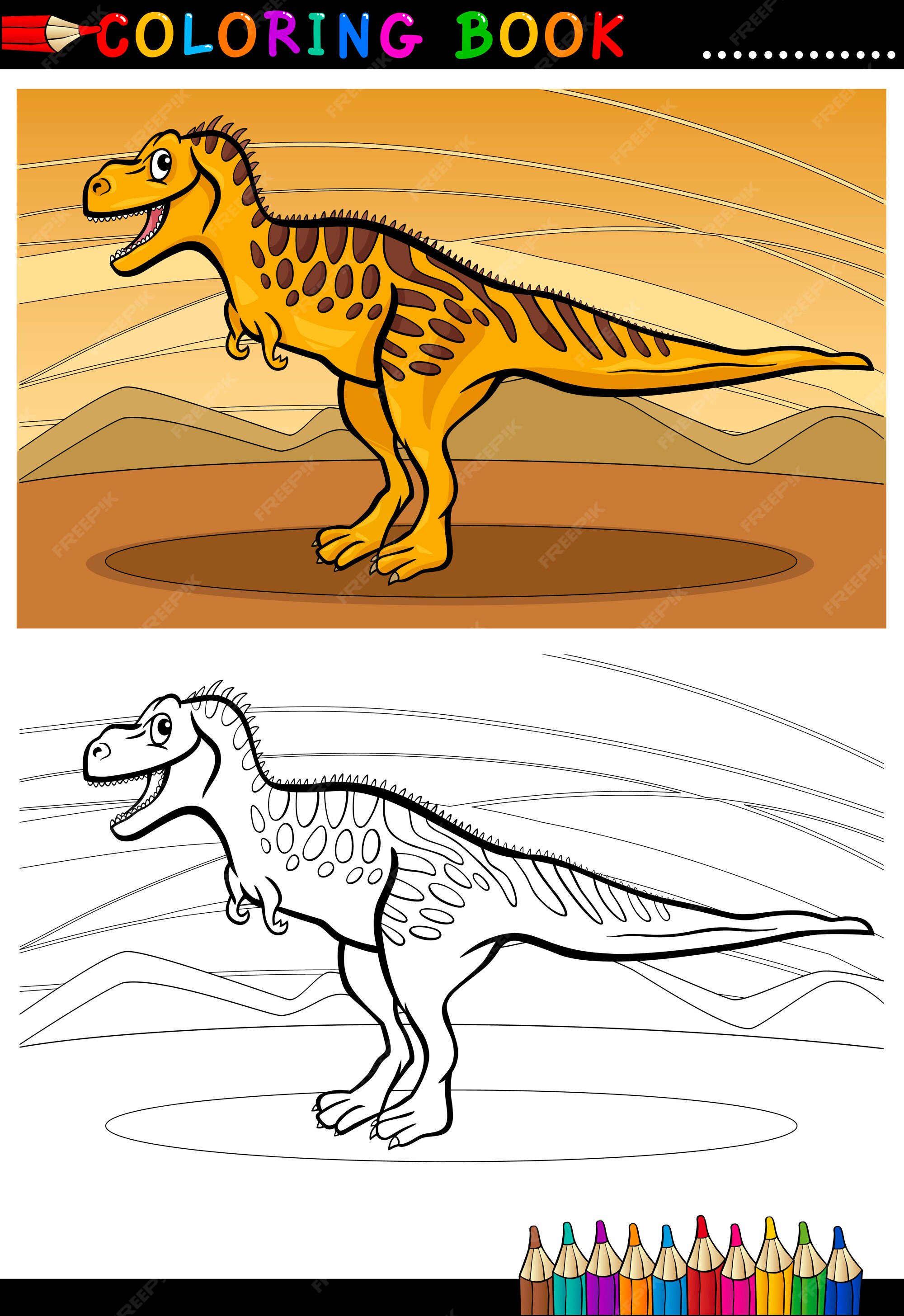 Premium vector tarbosaurus dinosaur for coloring book