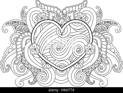 Corazãn mandala pãgina de colorear para adultos el dãa de san valentãn ilustraciãn vectorial aislado sobre fondo blanco imagen vector de stock