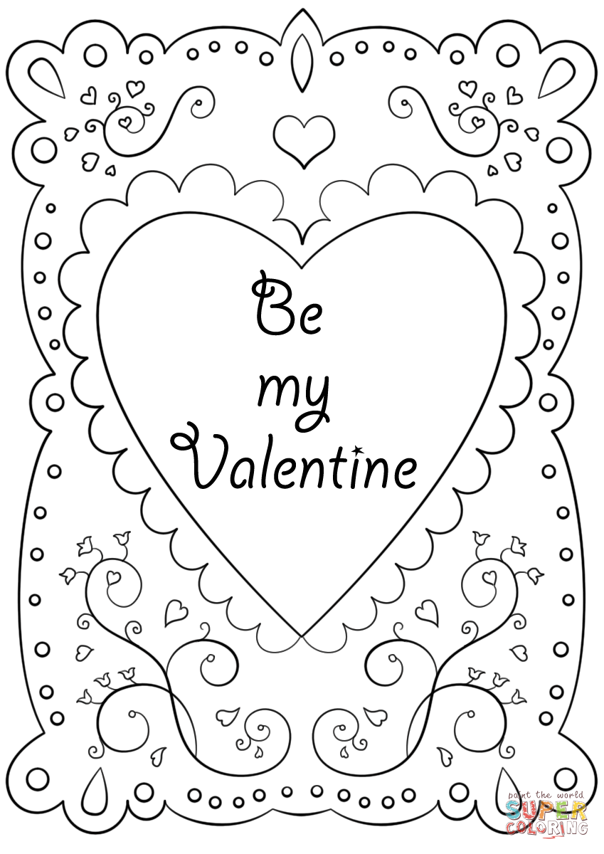 Dibujo de tarjeta de san valentãn sã mi valentãn para colorear dibujos para colorear imprimir gratis