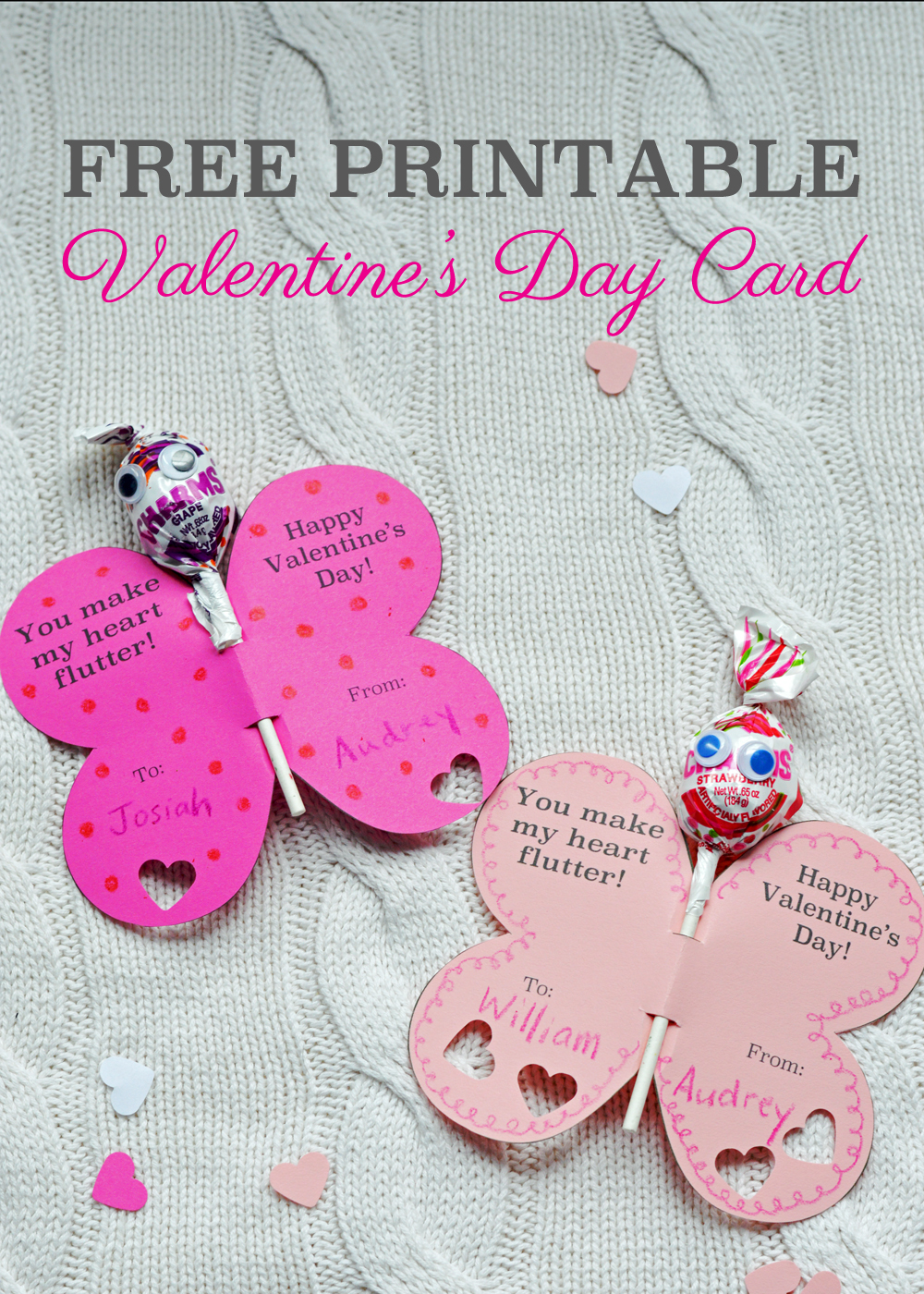 Free printable butterfly valentines day card