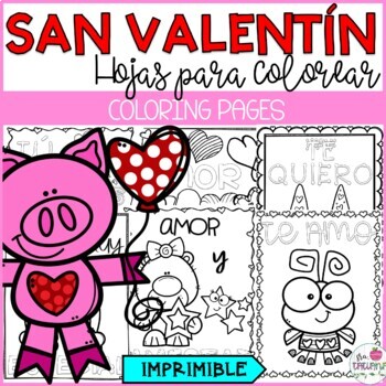 Valentines day spanish coloring pages tpt