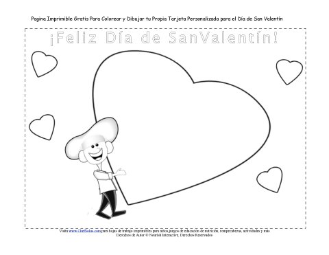 Dãa ftivo tarjeta para dibujar y colorear carta de corazãn para el dãa de san valentãn