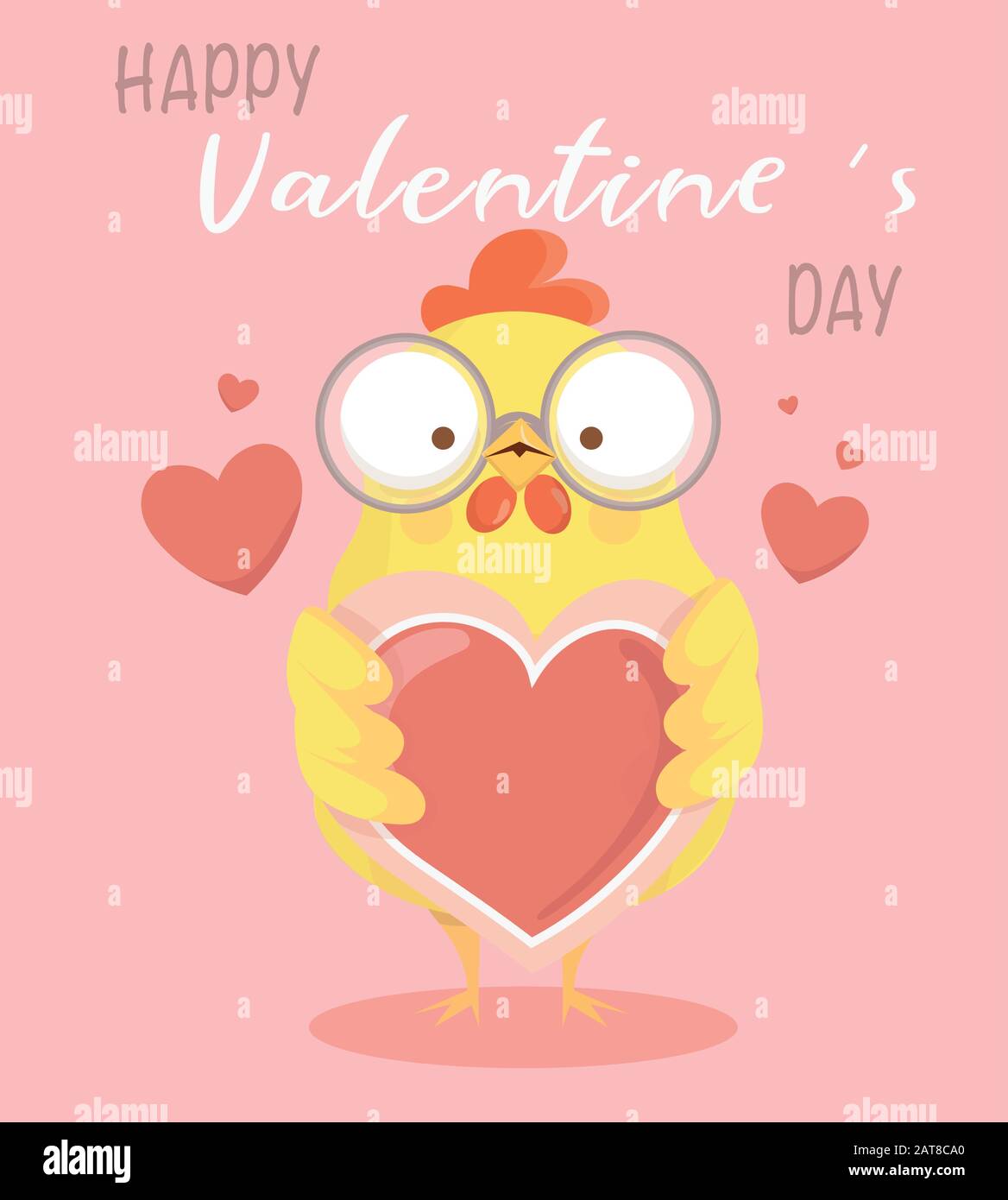 Tarjetas de dãa de san valentãn con gracioso animalconcept para niãos imprimir imagen vector de stock