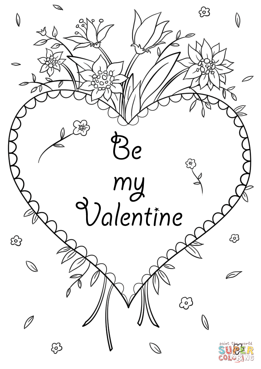 Dibujo de tarjeta de san valentãn sã mi valentãn para colorear dibujos para colorear imprimir gratis