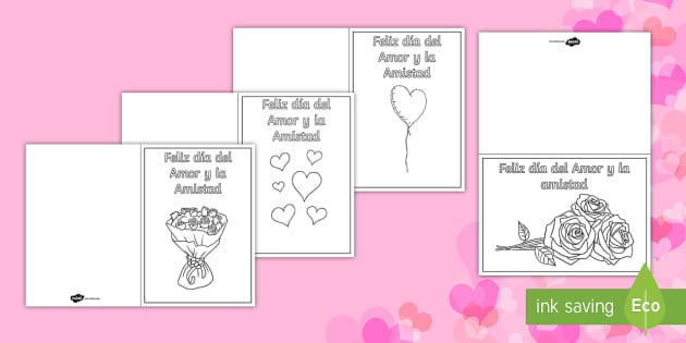 Tarjetas para colorear dãa del amor y la amistad