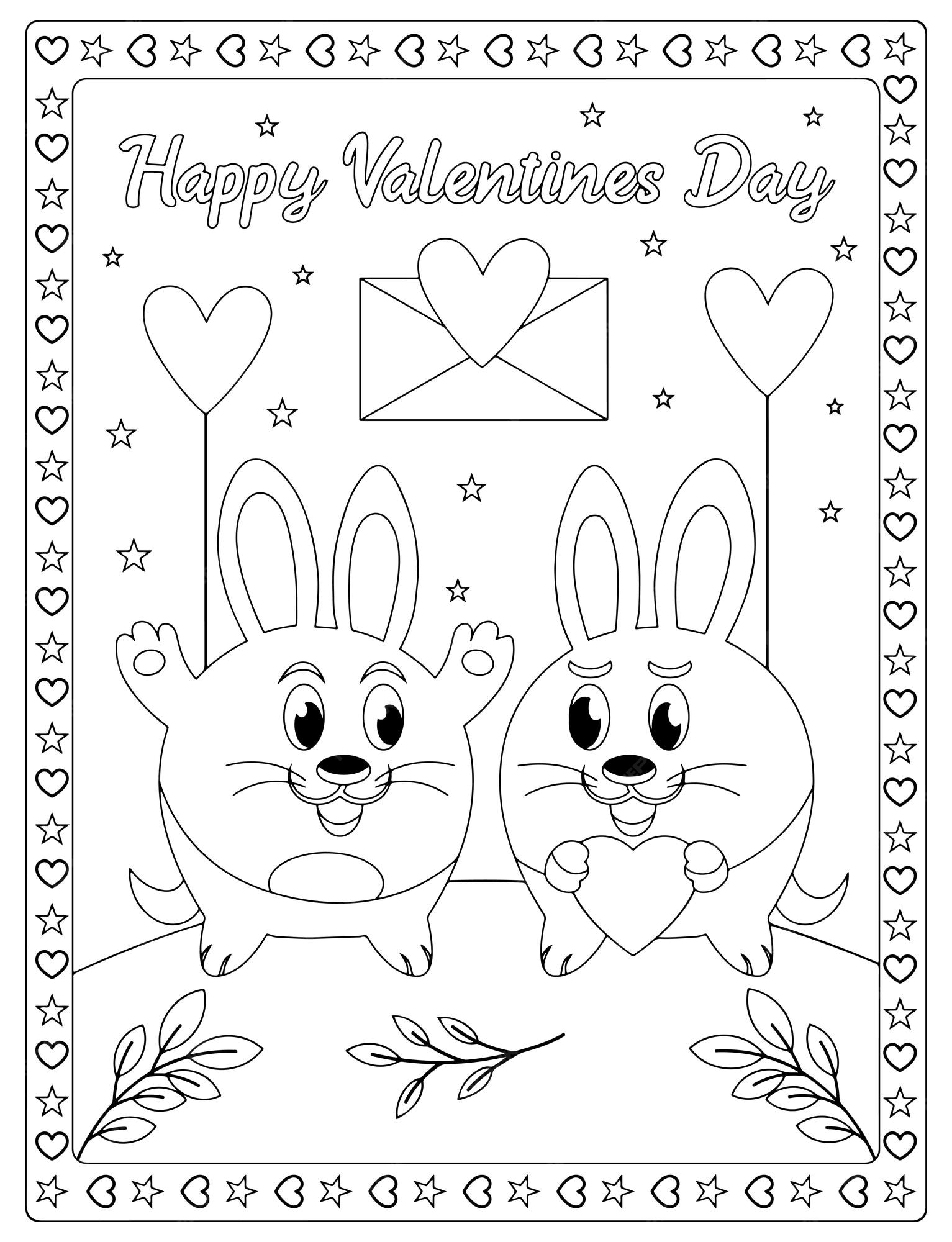 Dibujos para colorear del dãa de san valentãn vector premium