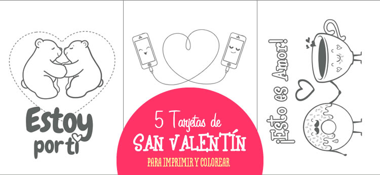 Tarjetas de san valentãn para imprimir y colorear