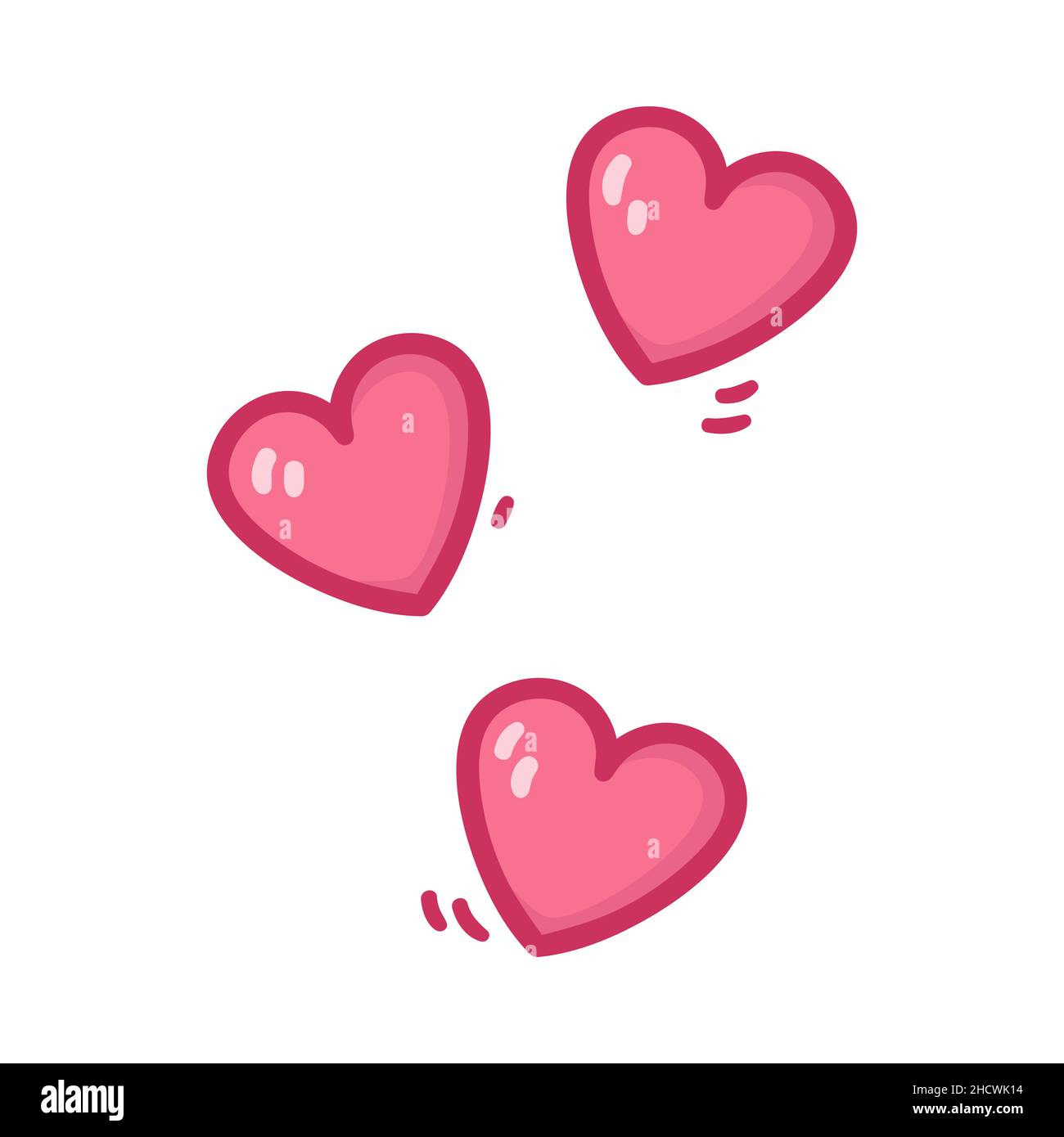 Dibujos animados dibujados a mano corazon color rosa elementos de diseão para el dãa de san valentãn de febrero imagen vector de stock