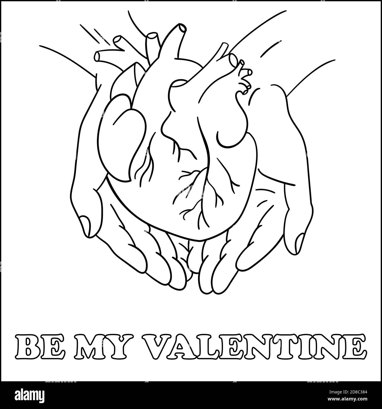 Heart valentine card coloring page hi