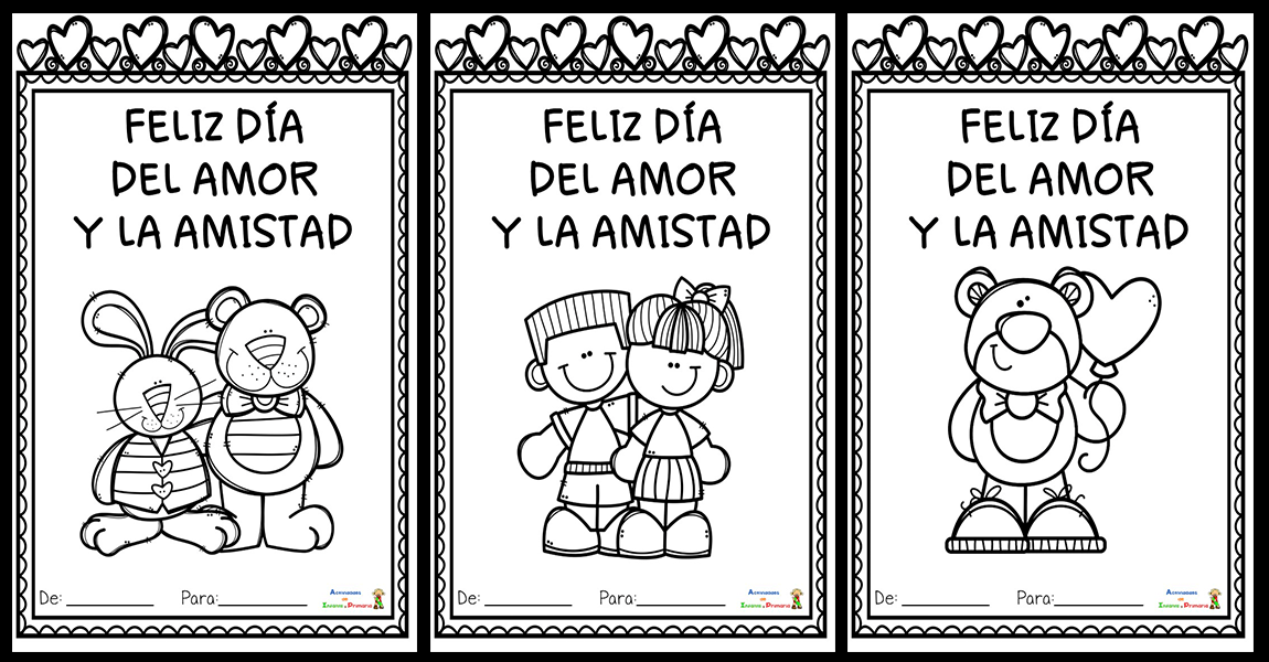 Preciosas tarjetas para colorear y regalar el dãa del amor y la amistad