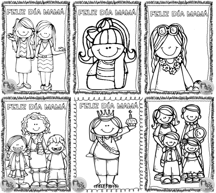 Fabulosas tarjetas del dãa de las madres para colorear material educativo