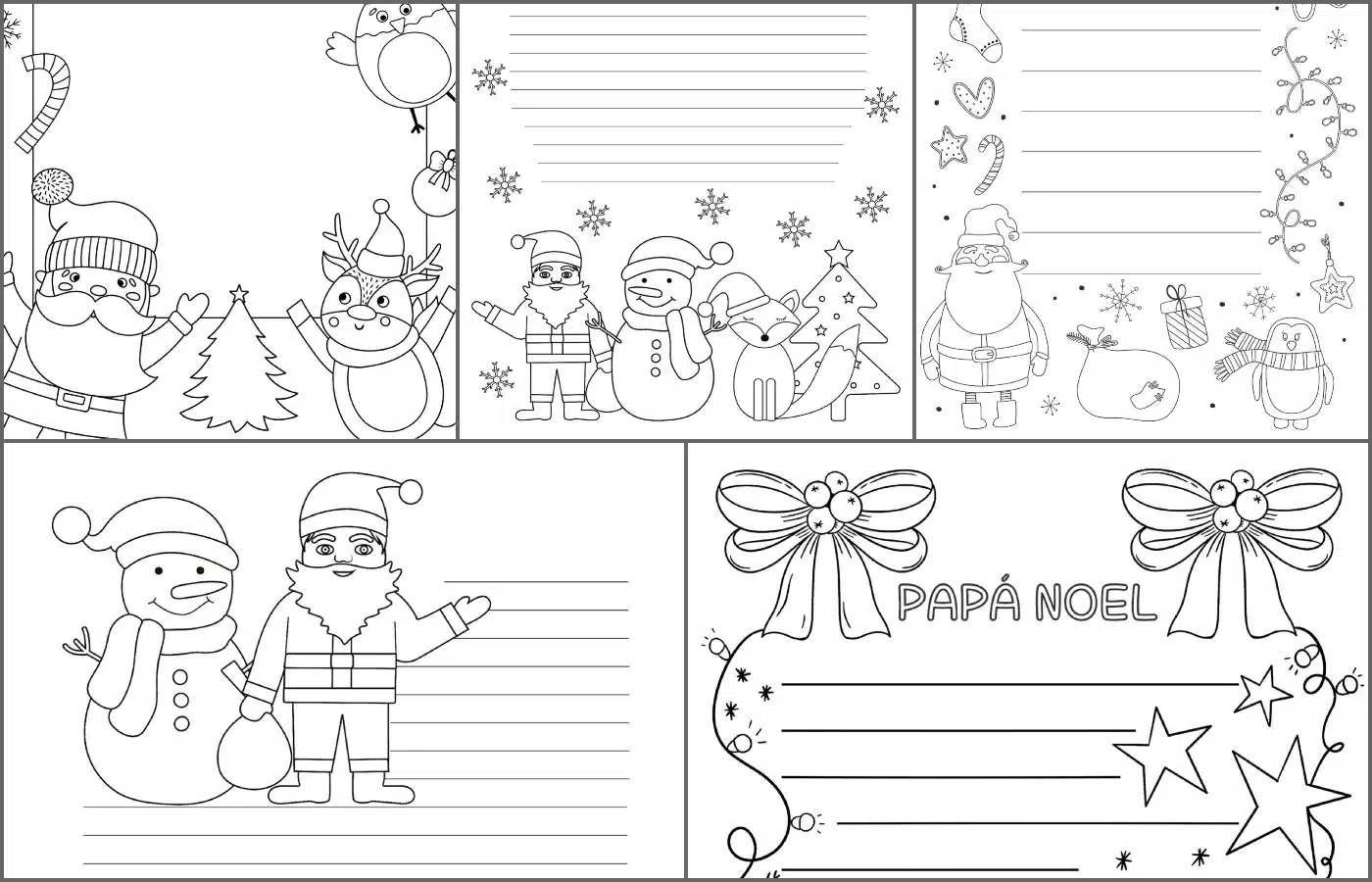 Modelos de carta para papã noel para imprimir y colorear