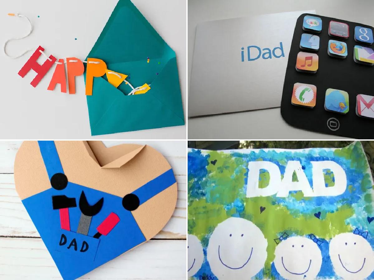 Tarjetas para el dãa del padre con material reciclados