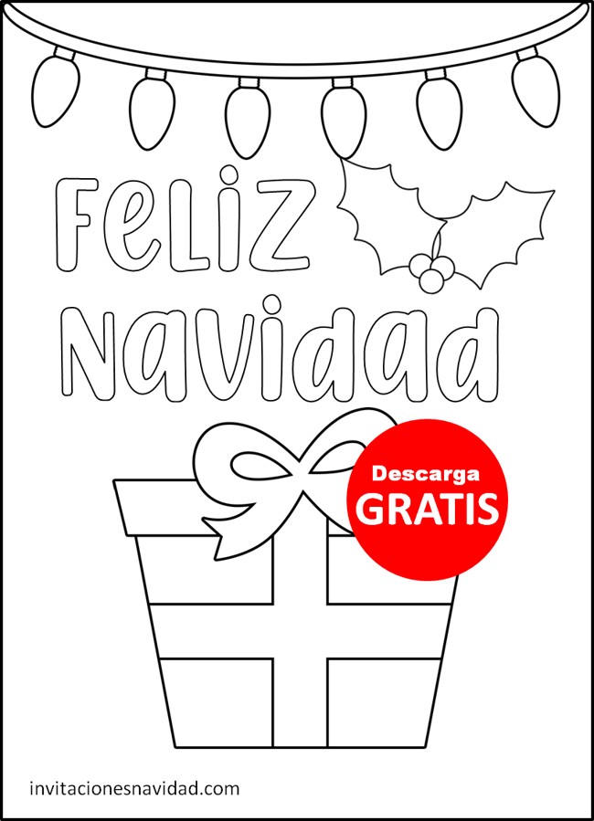 Dibujos de navidad para colorear invitaciones navidad