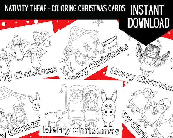 Tarjetas de navidad para colorear imprimibles descarga digital actividad para colorear de navidad actividad navideãa para niãos imprimir en casa