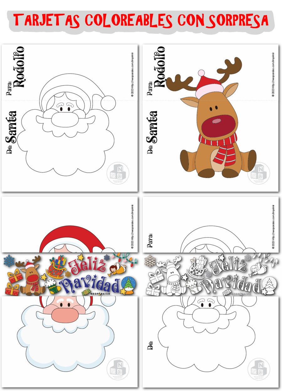 Tarjetas de navidad para imprimir y colorear