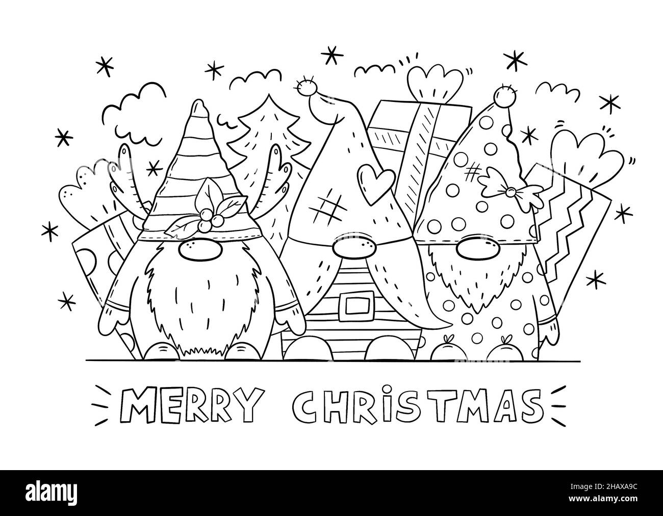 Christmas gnomes black and white stock photos images