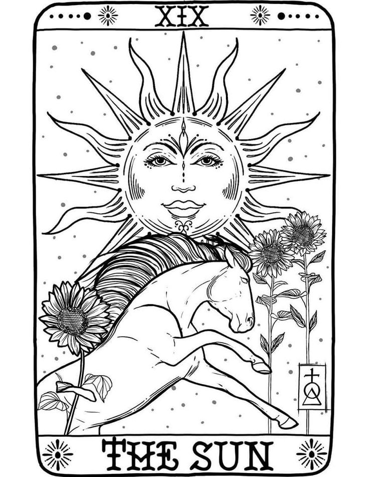 The sun tarot card coloring page tarot cards art the sun tarot card the sun tarot