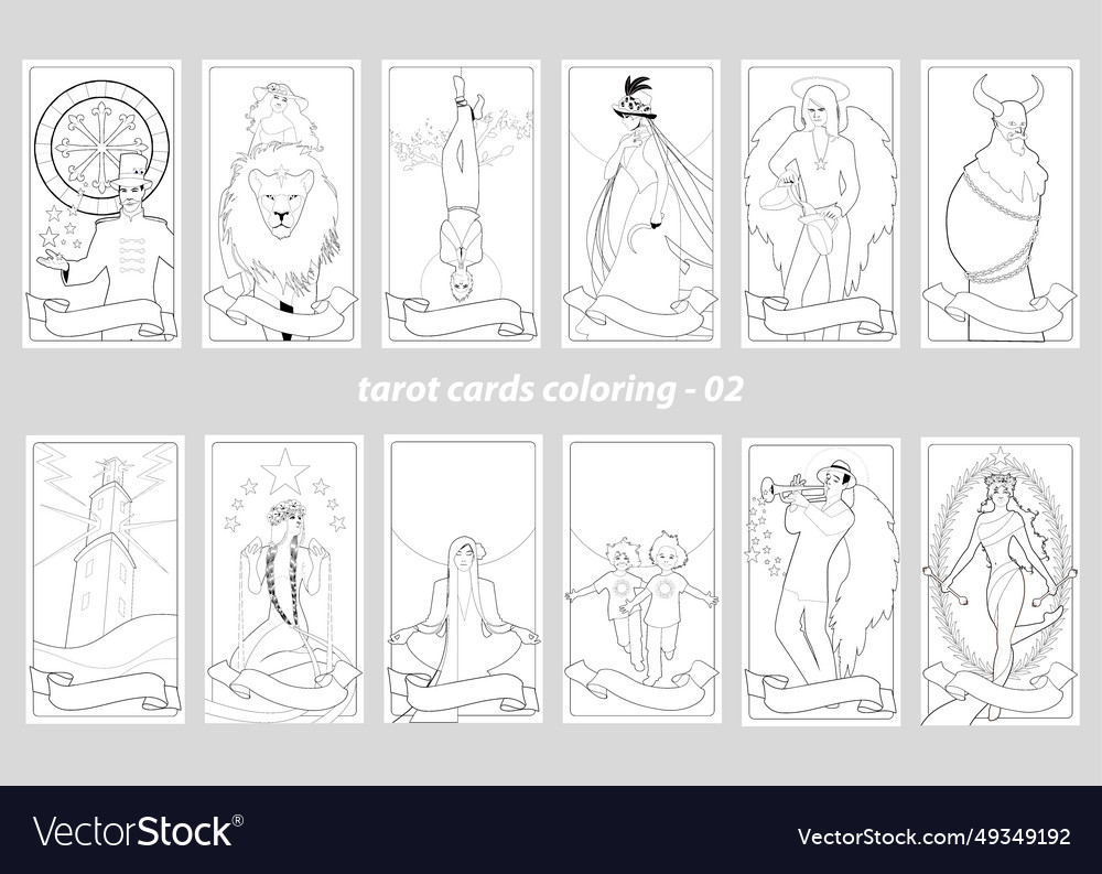 Coloring book pages major arcana tarot cards vector image