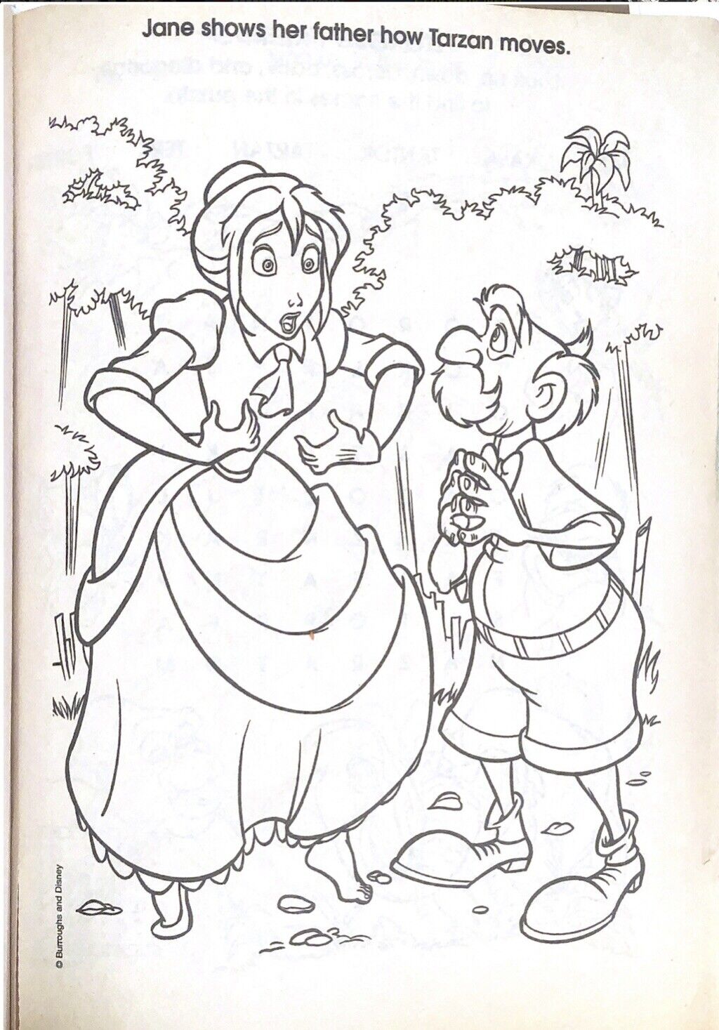 Orginal published disney artwork from tarzan coloring book titled swing time