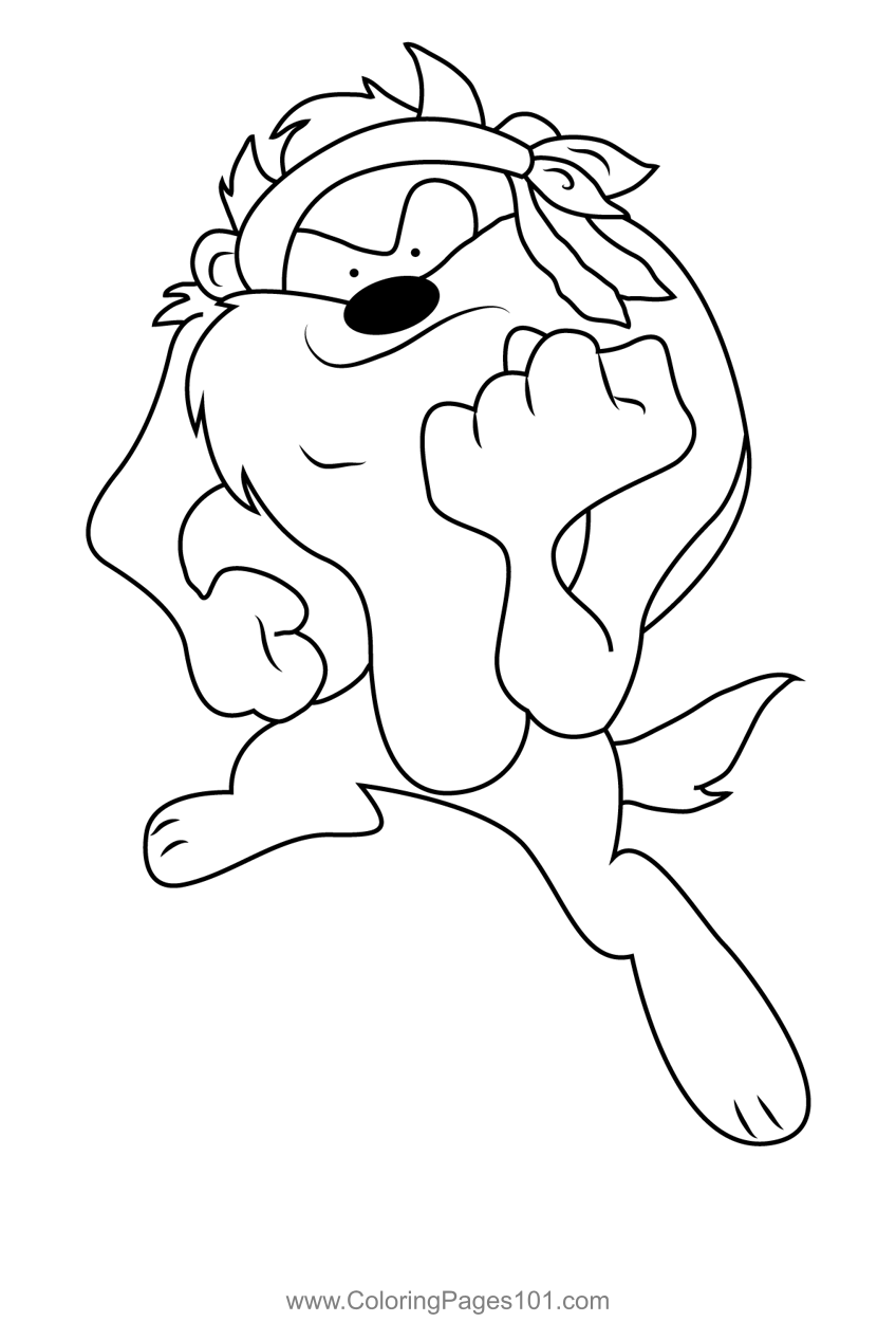 Crazy tasmanian devil coloring page for kids