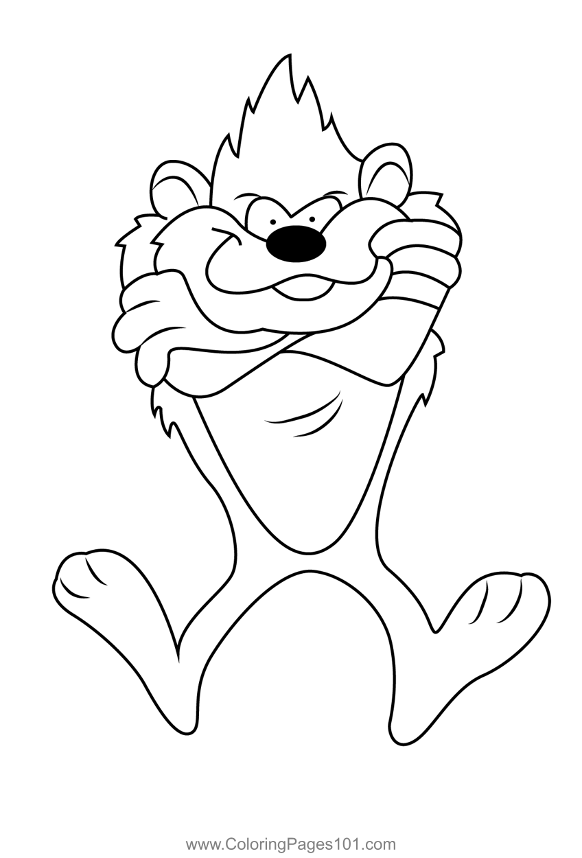 Tasmanian devil looking at you coloring page for kids