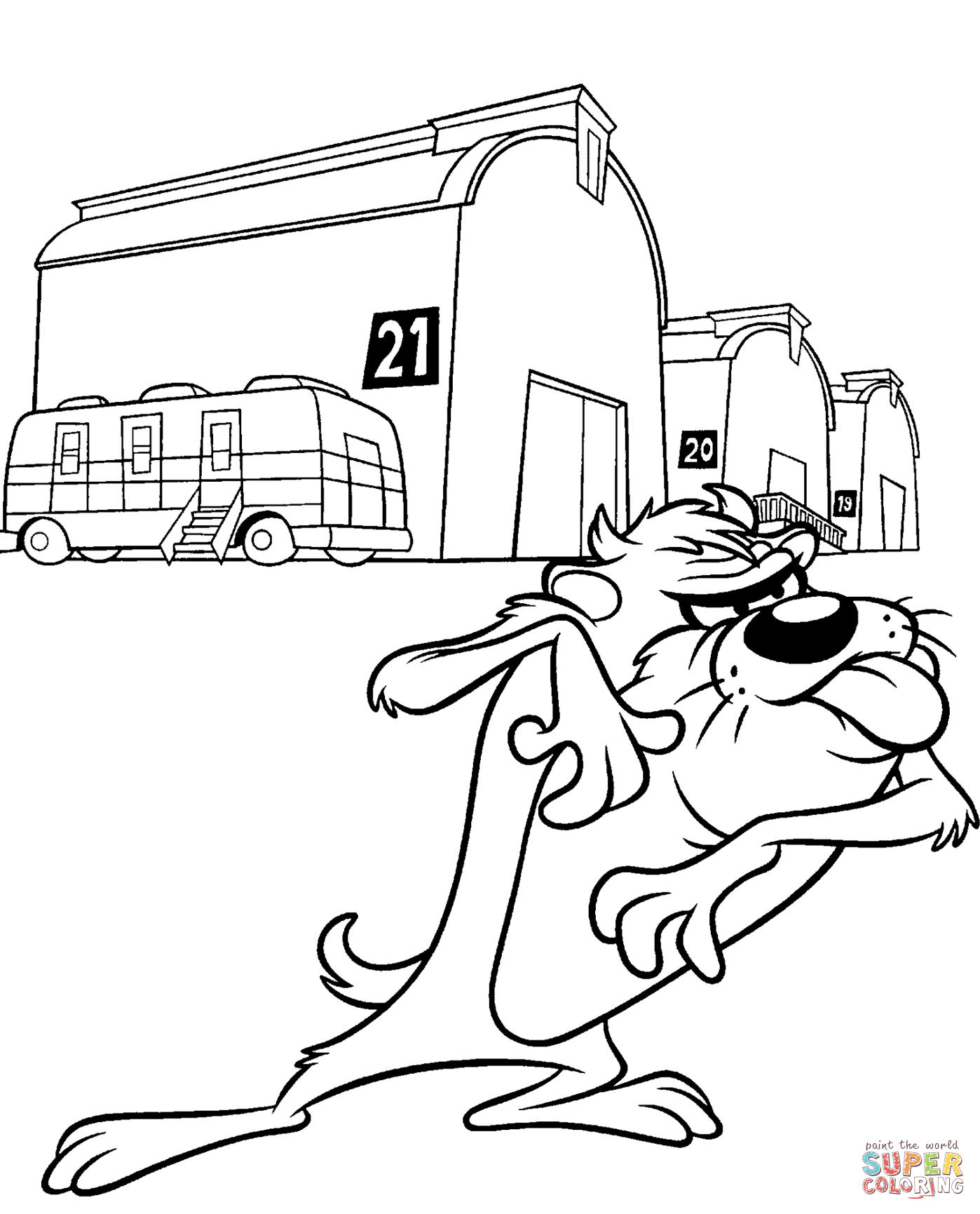 Looney tunes tasmanian devil coloring page free printable coloring pages