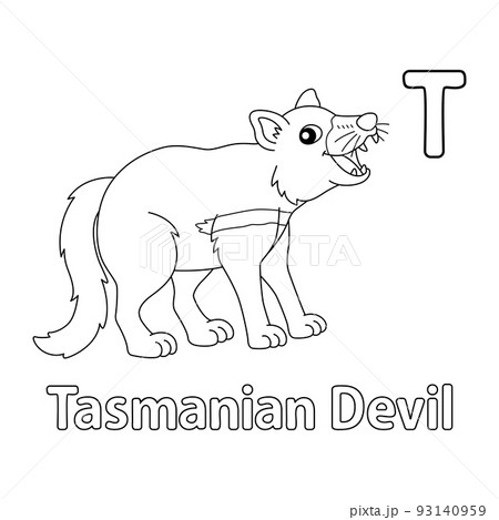 Tazmanian devil alphabet abc coloring page t