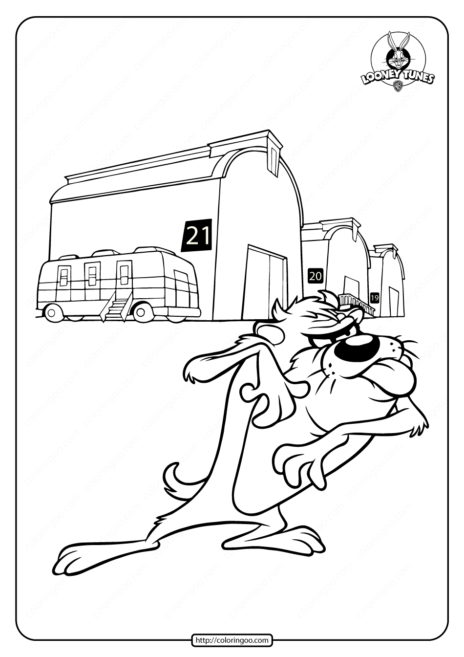 Looney tunes tasmanian devil coloring page