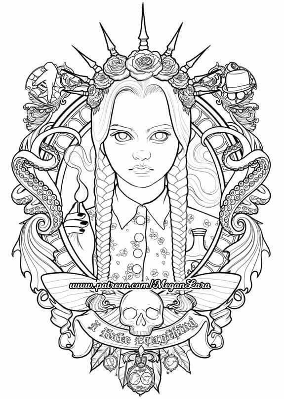 Wednesday coloring book art tattoo coloring book tattoo art drawings