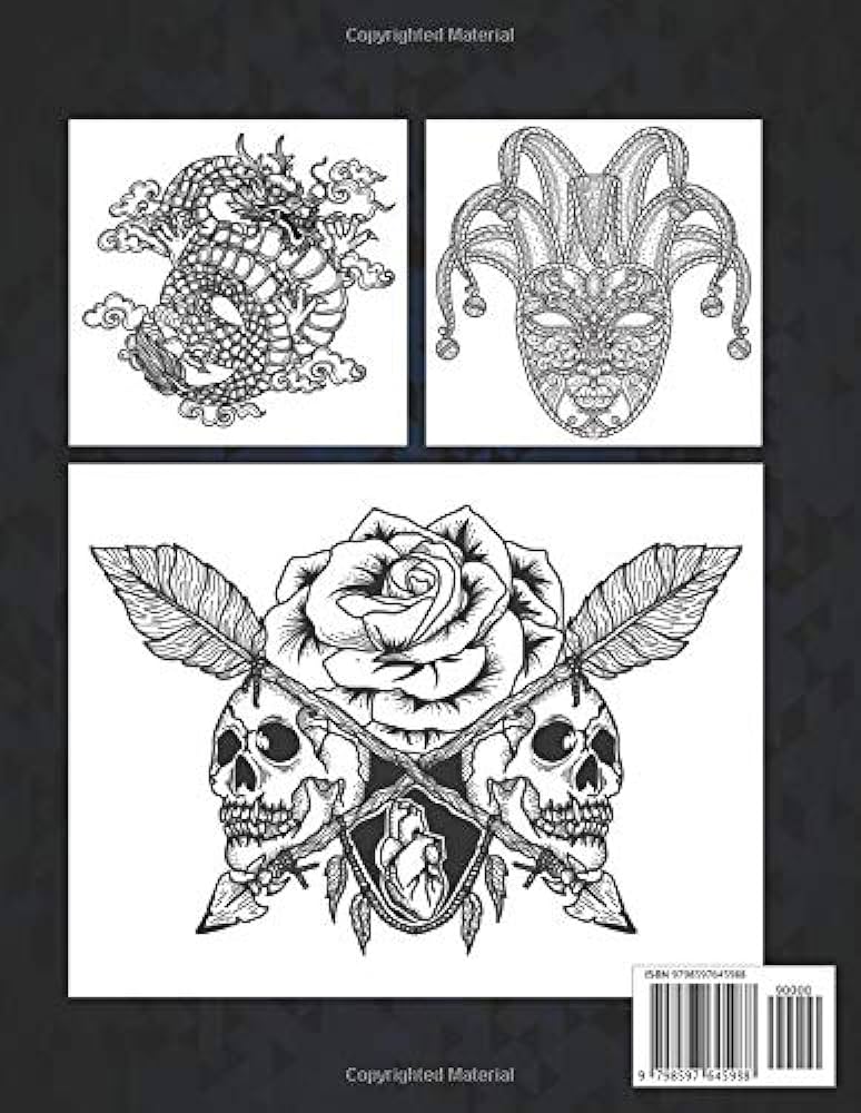 Tattoo adult coloring book tattoo coloring book stress relieving one sided tattoos gift for tattoo lovers relaxing tattoo designs page adult and relaxation modern and traditional tattoos world