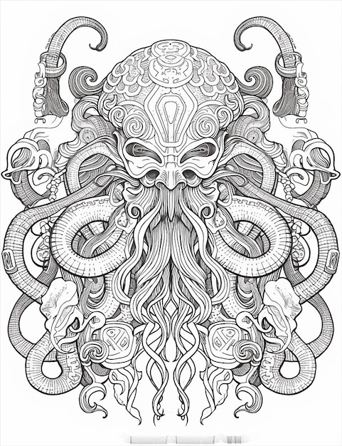 Premium ai image an adult coloring book pages skull tattoo adult ink and paint