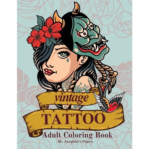 Vintage tattoo coloring book