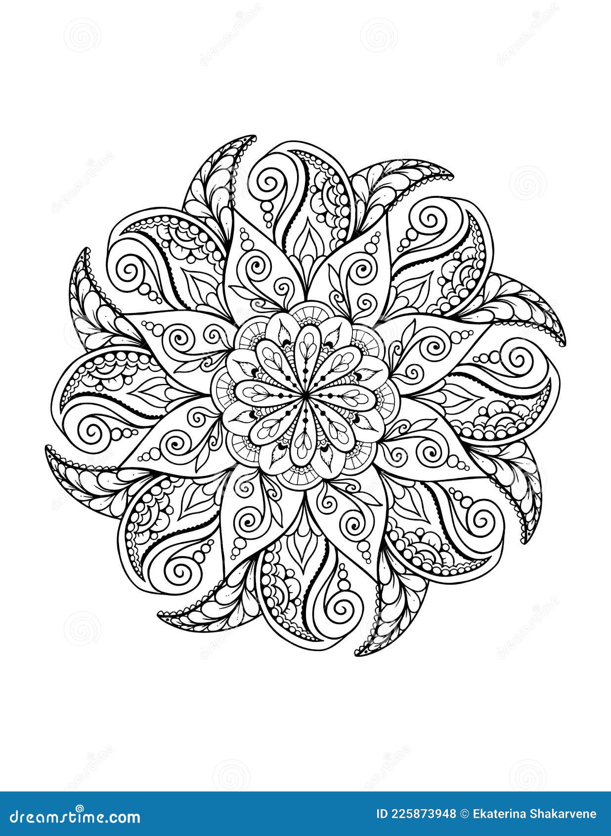 Ornamental mandala adult coloring book page mandala tattoo stock vector