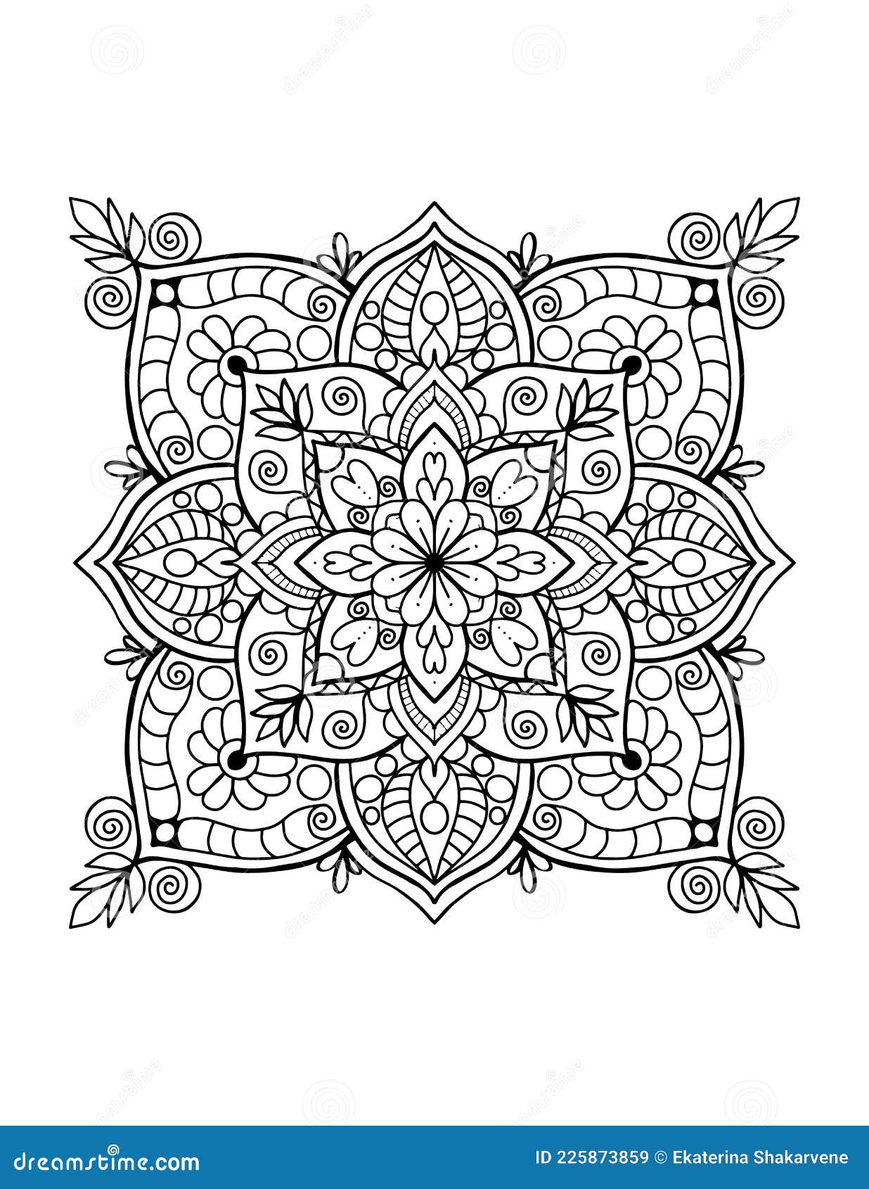 Ornamental mandala adult coloring book page mandala tattoo stock vector