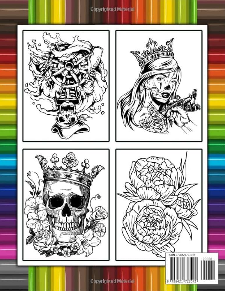 Tattoo adult coloring designs amazing and relaxing tattoo designs for tattoo lovers tattoo coloring pages for men and women zander heinz books