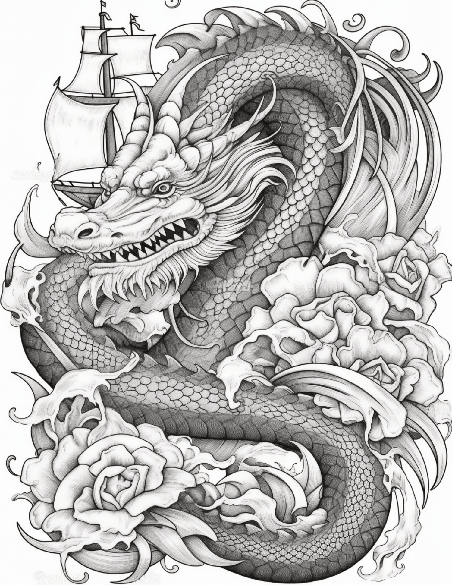 Fantasy tattoos coloring pages