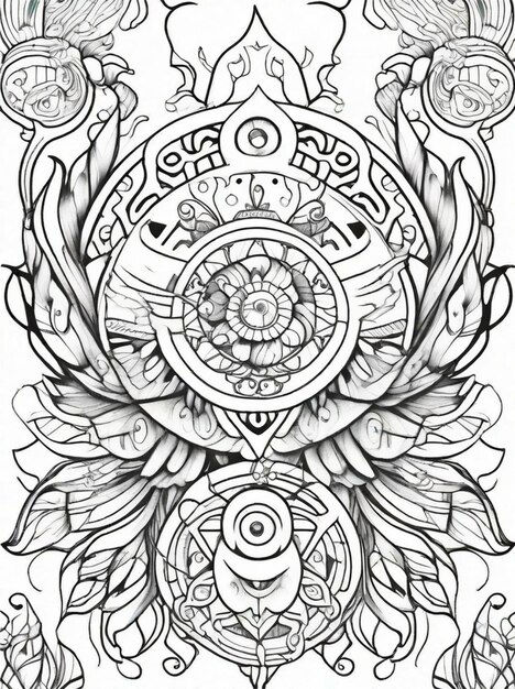 Premium ai image coloring pages for adults tattoos line art