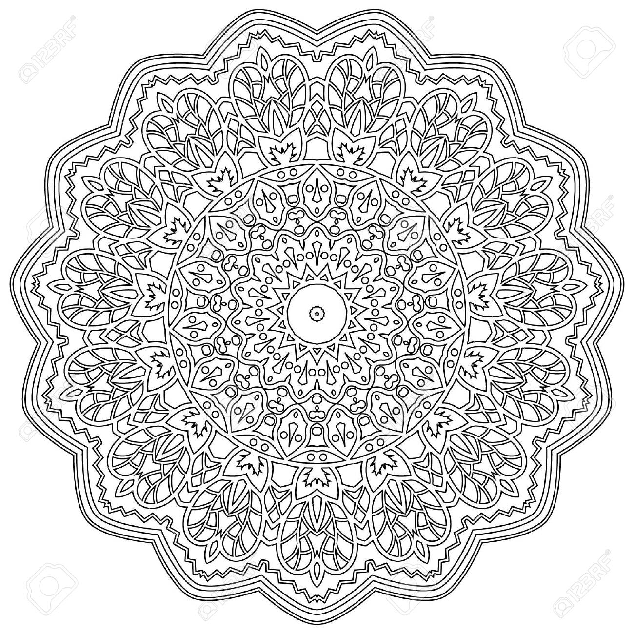 Decorative mandala could be used for tattoo adult coloring book and pages pattern design t