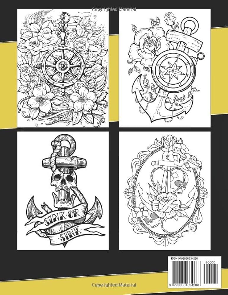 Nautical tattoos coloring book an adult coloring pages with the most amazing and super cool tattoo designs mahdi terry books