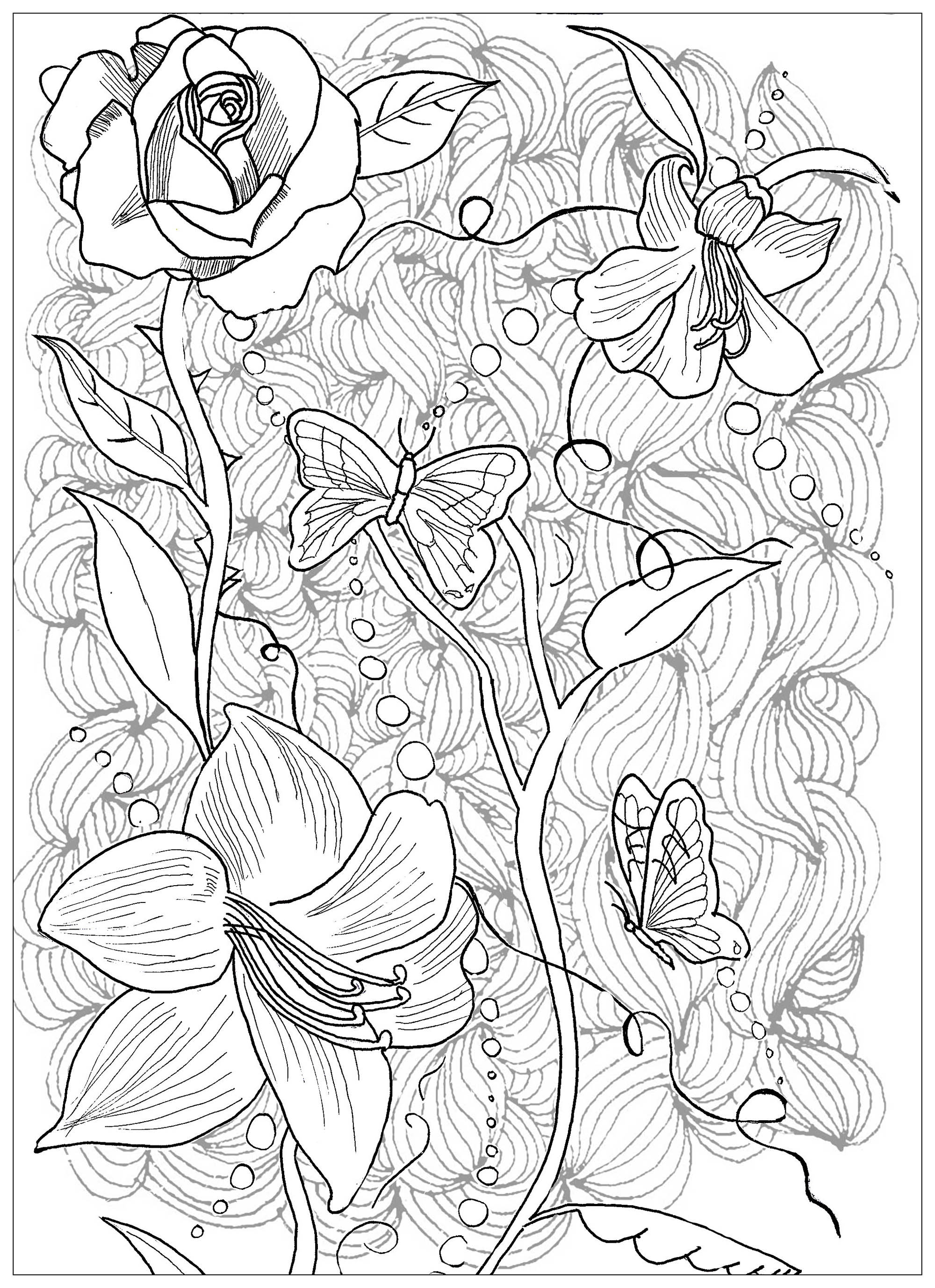 Page tattoo flowers butterfly