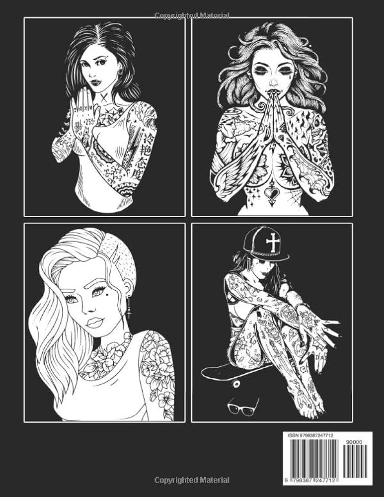 Midnight sexy tattoo girl loring book hot beautiful girls loring pages with incredible illustrations for adults to have fun and relax gift idea for special occasions arleen ali arla