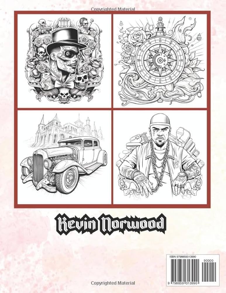 Gangster tattoos coloring book for adults relaxation with beautiful modern gangster tattoo designs norwood kevin books